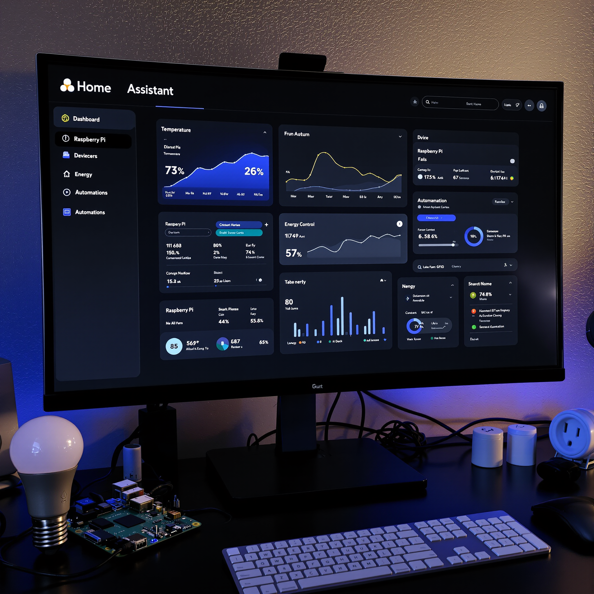 Home Assistant dashboard with smart home control on tablet and mobile devices