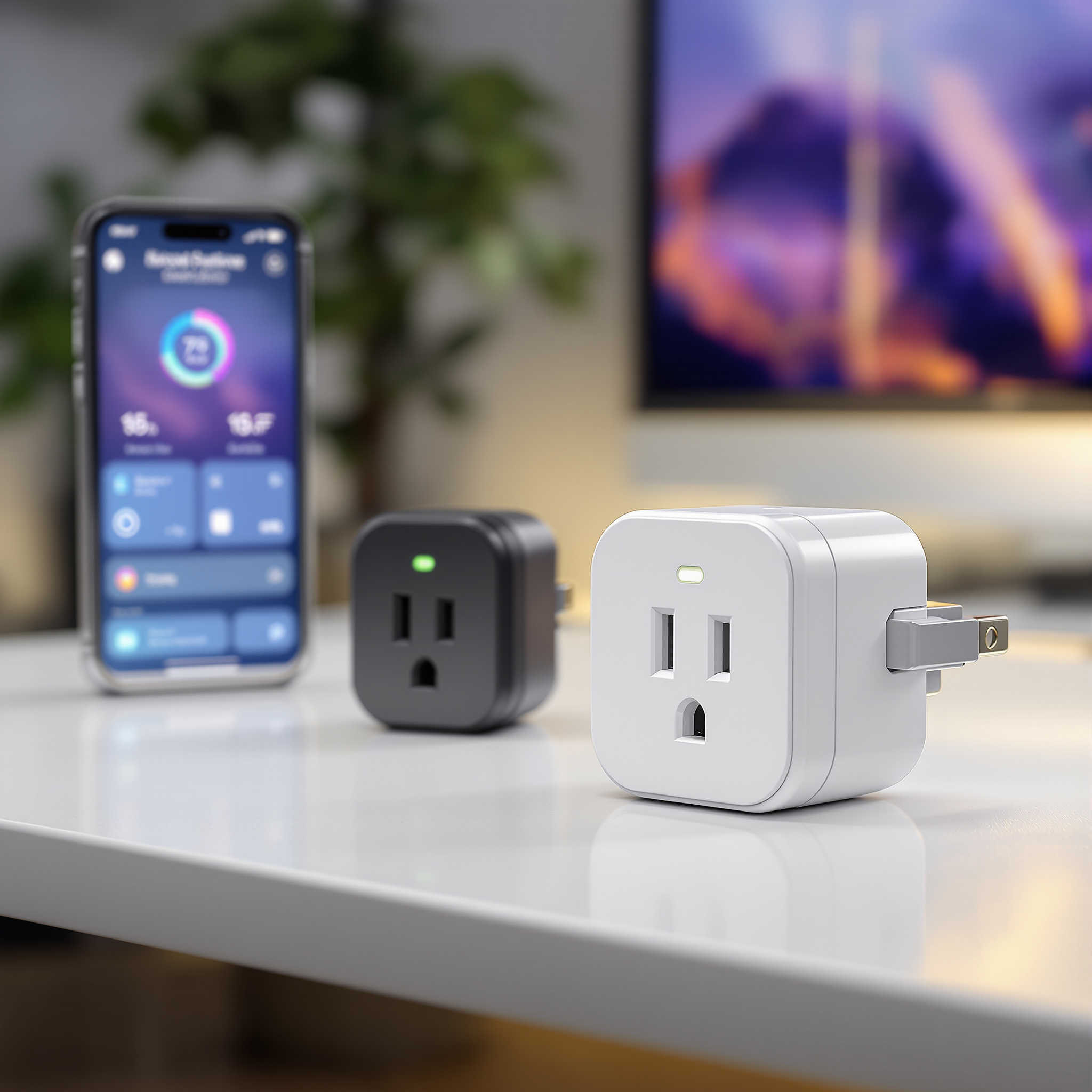 Smart WiFi plugs from various brands with mobile app for control and energy consumption monitoring